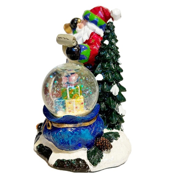 Christmas Santa Claus Snow Globe Decorative Figure Holiday Red Green Sparkly Fun - Picture 5 of 14